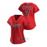 Camiseta Beisbol Mujer Atlanta Braves Dansby Swanson 2020 Replica Alterno Rojo
