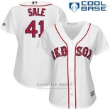 Camiseta Beisbol Mujer Boston Red Sox 41 Chris Sale Blanco 2017 Cool Base