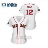 Camiseta Beisbol Mujer Boston Red Sox Brock Holt 2019 Gold Program Cool Base Blanco