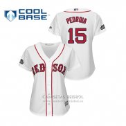 Camiseta Beisbol Mujer Boston Red Sox Dustin Pedroia Cool Base 2019 London Series Blanco