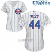 Camiseta Beisbol Mujer Chicago Cubs 44 Anthony Rizzo Cool Base Blanco