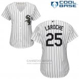 Camiseta Beisbol Mujer Chicago White Sox 25 Adam Laroche Wilson Ramos Blanco Autentico Collection Cool Base