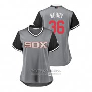 Camiseta Beisbol Mujer Chicago White Sox Kevan Smith 2018 LLWS Players Weekend Webby Gris