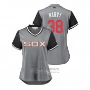 Camiseta Beisbol Mujer Chicago White Sox Omar Narvaez 2018 LLWS Players Weekend Narvy Gris