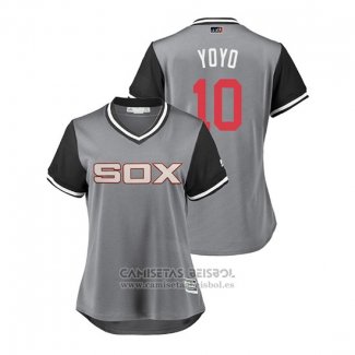 Camiseta Beisbol Mujer Chicago White Sox Yoan Moncada 2018 LLWS Players Weekend Yoyo Gris