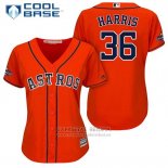 Camiseta Beisbol Mujer Houston Astros 2017 World Series Campeones Will Harris Naranja Cool Base