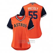 Camiseta Beisbol Mujer Houston Astros Ryan Pressly 2018 LLWS Players Weekend Pressly Orange