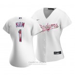 Camiseta Beisbol Mujer Los Angeles Dodgers 2021 Dia de la Madre Blanco