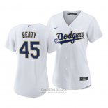 Camiseta Beisbol Mujer Los Angeles Dodgers Matt Beaty 2021 Gold Program Replica Blanco