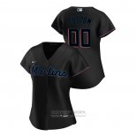 Camiseta Beisbol Mujer Miami Marlins Personalizada Replica 2020 Alterno Negro