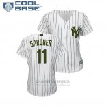 Camiseta Beisbol Mujer New York Yankees Brett Gardner 2018 Dia de los Caidos Cool Base Blanco