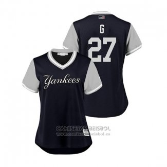 Camiseta Beisbol Mujer New York Yankees Giancarlo Stanton 2018 LLWS Players Weekend G Azul