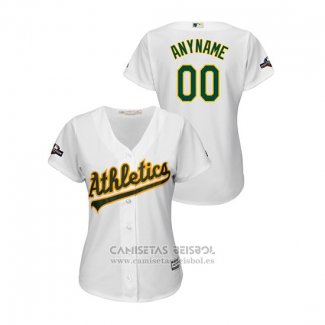 Camiseta Beisbol Mujer Oakland Athletics Personalizada 2019 Postemporada Cool Base Blanco