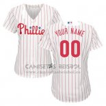 Camiseta Beisbol Mujer Philadelphia Phillies Personalizada Blanco