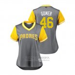 Camiseta Beisbol Mujer San Diego Padres Eric Lauer 2018 LLWS Players Weekend Gomer Gris