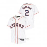 Camiseta Beisbol Nino Houston Astros Alex Bregman Replica Primera Blanco