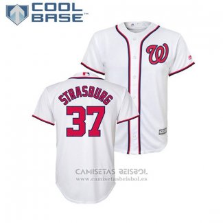 Camiseta Beisbol Nino Washington Nationals Stephen Strasburg Cool Base Primera Blanco