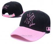 Gorra New York Yankees Negro Rosa2