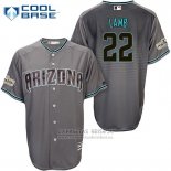 Camiseta Beisbol Hombre Arizona Diamondbacks 2017 Postemporada 22 Jake Lamb Gris Cool Base