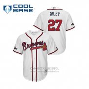 Camiseta Beisbol Hombre Atlanta Braves Austin Riley 2019 Postemporada Cool Base Blanco