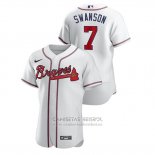 Camiseta Beisbol Hombre Atlanta Braves Dansby Swanson Autentico Blanco