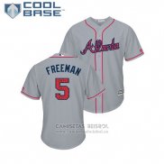 Camiseta Beisbol Hombre Atlanta Braves Frojodie Freeman 2018 Stars & Stripes Cool Base Gris