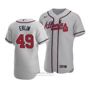 Camiseta Beisbol Hombre Atlanta Braves Robbie Erlin Autentico Road 2020 Gris