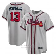 Camiseta Beisbol Hombre Atlanta Braves Ronald Acuna Jr. Cool Base Road 2019 Gris