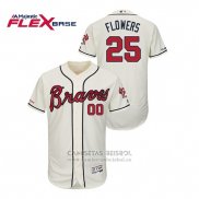 Camiseta Beisbol Hombre Atlanta Braves Tyler Flowers Autentico Flex Base Crema