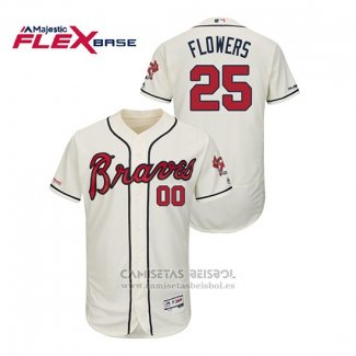 Camiseta Beisbol Hombre Atlanta Braves Tyler Flowers Autentico Flex Base Crema