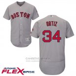 Camiseta Beisbol Hombre Boston Red Sox 34 David Ortiz Gris Autentico Collection Flex Base