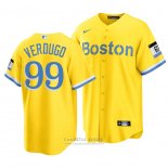 Camiseta Beisbol Hombre Boston Red Sox Alex Verdugo 2021 City Connect Replica Oro