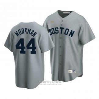 Camiseta Beisbol Hombre Boston Red Sox Brandon Workman Cooperstown Collection Road Gris