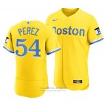 Camiseta Beisbol Hombre Boston Red Sox Martin Perez 2021 City Connect Autentico Oro