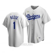 Camiseta Beisbol Hombre Brooklyn Los Angeles Dodgers White Pee Wee Reese Cooperstown Collection Primera Blanco