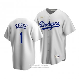 Camiseta Beisbol Hombre Brooklyn Los Angeles Dodgers White Pee Wee Reese Cooperstown Collection Primera Blanco