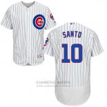 Camiseta Beisbol Hombre Chicago Cubs 10 Ron Santo Autentico Collection Blanco Flex Base