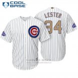 Camiseta Beisbol Hombre Chicago Cubs 34 Jon Lester Blanco Oro Cool Base