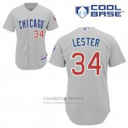 Camiseta Beisbol Hombre Chicago Cubs 34 Jon Lester Gris Cool Base