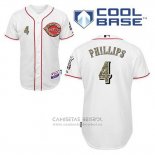 Camiseta Beisbol Hombre Cincinnati Reds Brandon Phillips 4 Blanco Usmc Cool Base