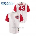 Camiseta Beisbol Hombre Cincinnati Reds Scott Schebler Throwback 1961 Cool Base Blanco Rojo