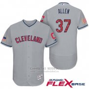 Camiseta Beisbol Hombre Cleveland Indians 2017 Estrellas y Rayas Cody Allen Gris Flex Base