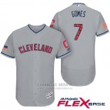 Camiseta Beisbol Hombre Cleveland Indians 2017 Estrellas y Rayas Yan Gomes Gris Flex Base