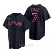 Camiseta Beisbol Hombre Cleveland Indians Myles Straw Replica Alterno Azul