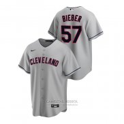 Camiseta Beisbol Hombre Cleveland Indians Shane Bieber Road Replica Gris