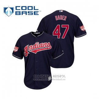 Camiseta Beisbol Hombre Cleveland Indians Trevor Bauer Cool Base Entrenamiento de Primavera 2019 Azul