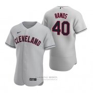 Camiseta Beisbol Hombre Cleveland Indians Wilson Ramos Autentico Road Gris