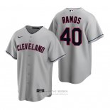 Camiseta Beisbol Hombre Cleveland Indians Wilson Ramos Replica Road Gris