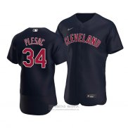 Camiseta Beisbol Hombre Cleveland Indians Zach Plesac Alterno Autentico Azul