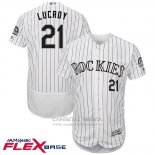 Camiseta Beisbol Hombre Colorado Rockies 21 Jonathan Lucroy Blanco Flex Base